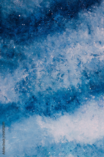 white and blue abstract painting reminiscence of ocean texture with waves or starry night with clouds