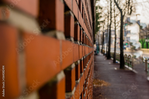 Selective focus of brick wall