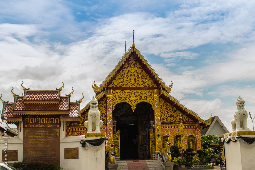 Beautiful art, religious places and religious objects of Wat Jedyod, Chiang Rai, Thailand. Wat Chet Yot is a temple that has been renovated from the remains of an ancient temple.
