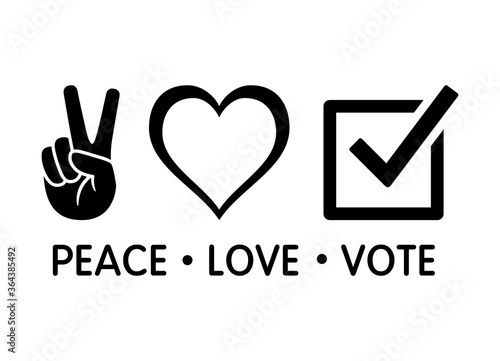 Peace love vote election concept flat vector design for apps and print