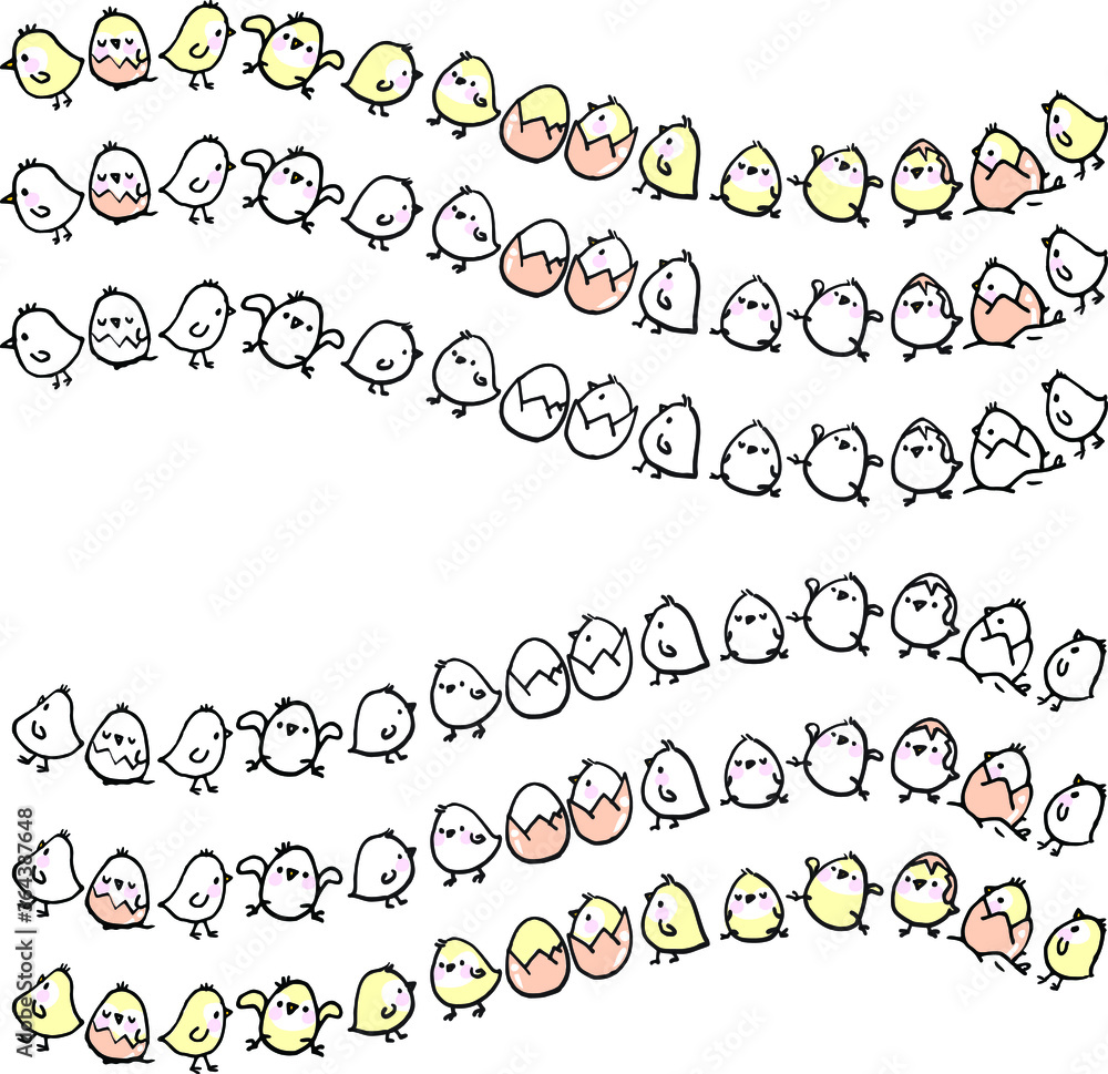 Obraz premium vector cartoon chicks design icon background border frame