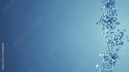 Low poly blue pyramids fly ...