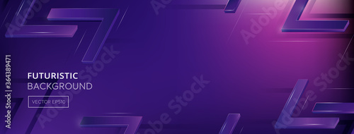 Modern rectangular block pattern at border of vibrant gradient purple banner background