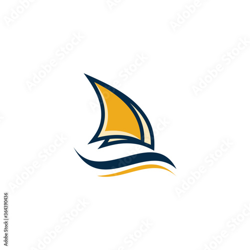 Sailboat Wave Ocean Abstract Creative Modern Icon Logo Design Template Element Vector