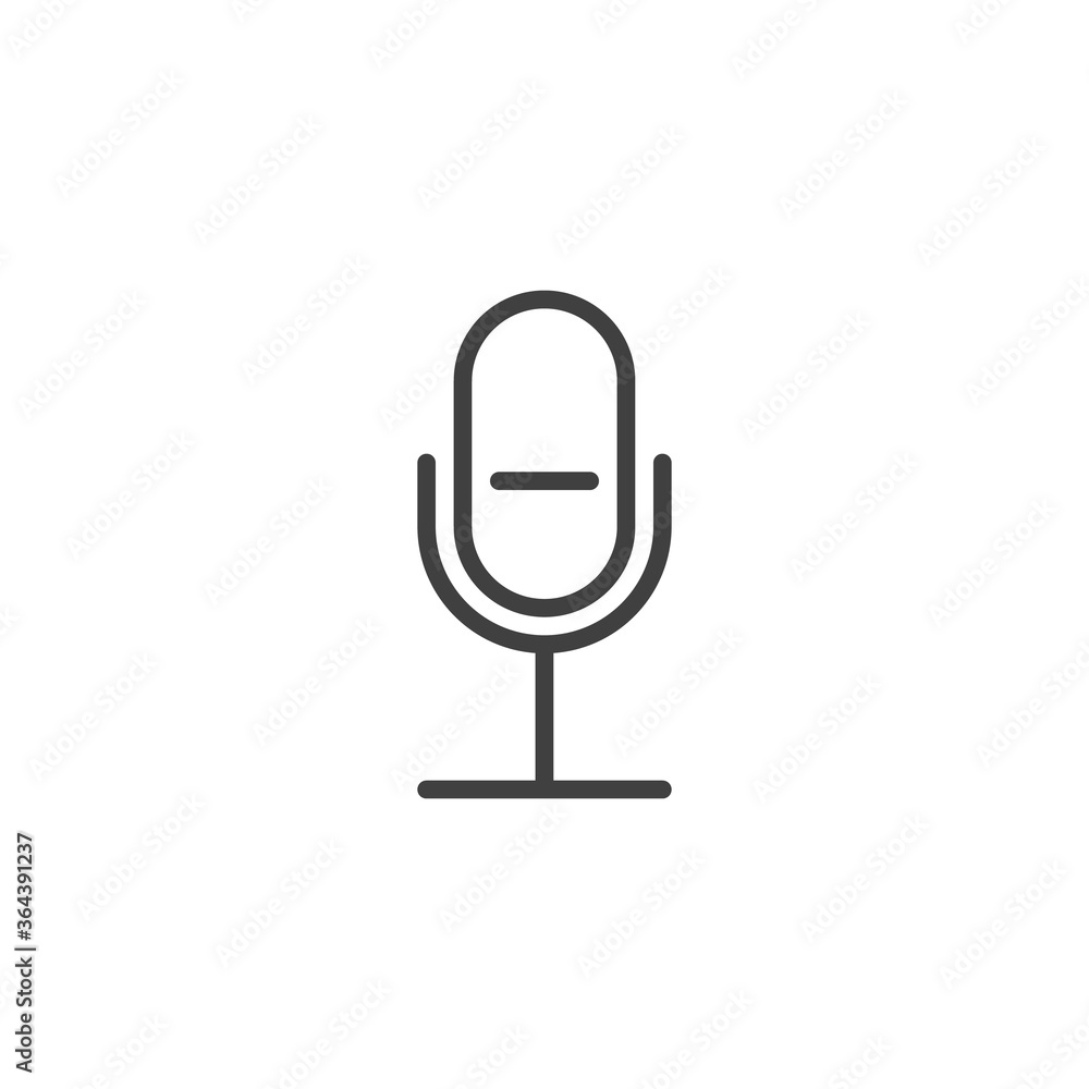 Record, Microphone line icon. linear style sign for mobile concept and web design. UI Mic outline vector icon. Voice recording symbol, logo illustration. Vector graphics