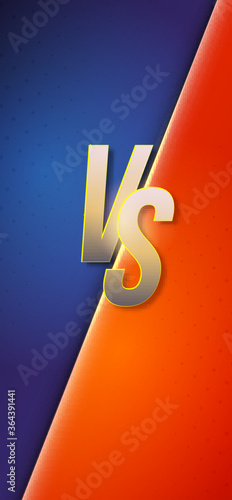 Background in Versus style for fight or competition. Gold letters VS on contrast colors. Vector background in comics book style for smartphones X sizes. Phone UI.