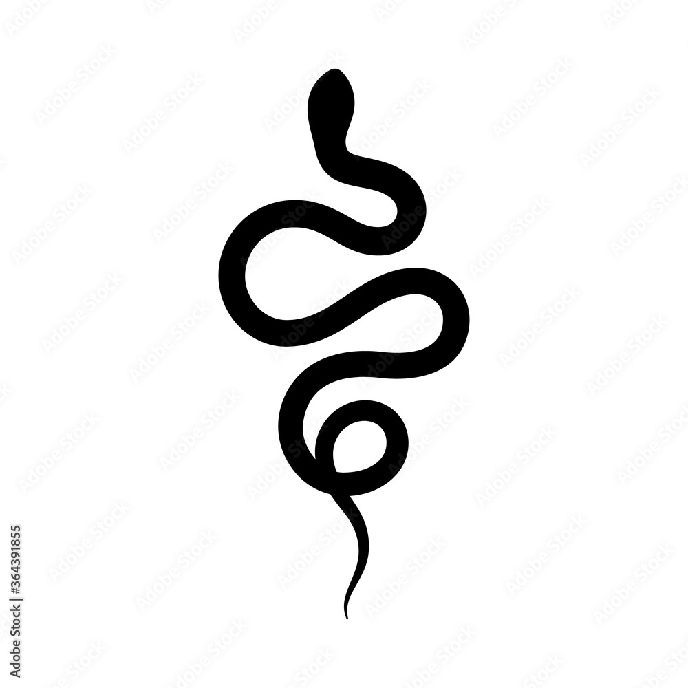 Black snake Silhouette in a simple minimalistic style. Vector isolated illustration on a white background. Black snake Silhouette in a simple minimalistic style. Vector isolated illustration on a white background.