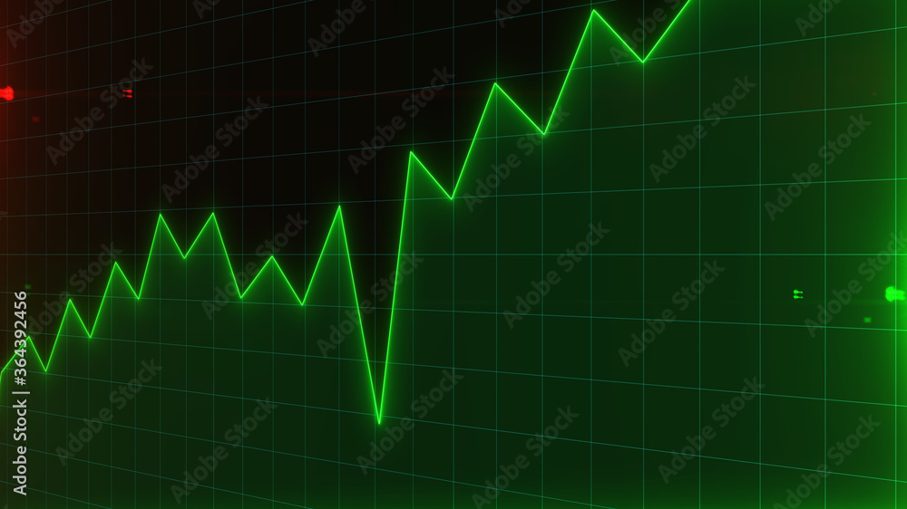 Business green graph chart of stock market investment trading profit and loss. Financial chart with up trend line graph stock future trading