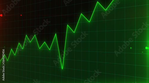 Obraz na płótnie Business green graph chart of stock market investment trading profit and loss. Financial chart with up trend line graph stock future trading w salonie