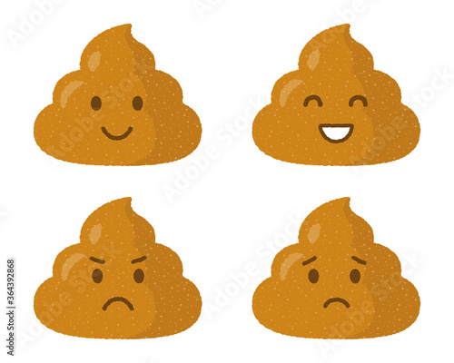 かわいいウンコの漫画風アイコンセット　表情のバリエーション