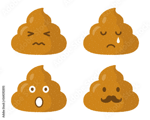 かわいいウンコの漫画風アイコンセット
