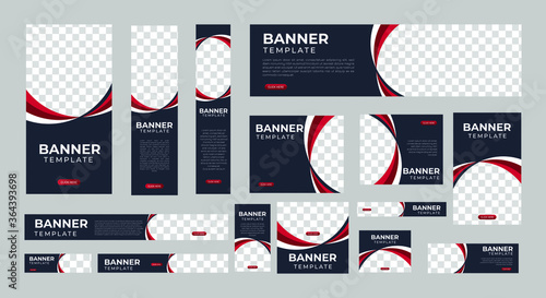 set of creative web banners of standard size with a place for photos. Vertical, horizontal and square template. vector illustration EPS 10