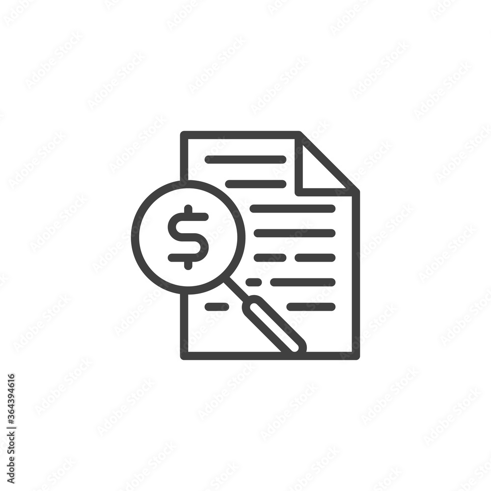 Invoice accounting line icon. linear style sign for mobile concept and web design. Financial document analytics outline vector icon. Symbol, logo illustration. Vector graphics Invoice accounting line icon. linear style sign for mobile concept and web design. Financial document analytics outline vector icon. Symbol, logo illustration. Vector graphics