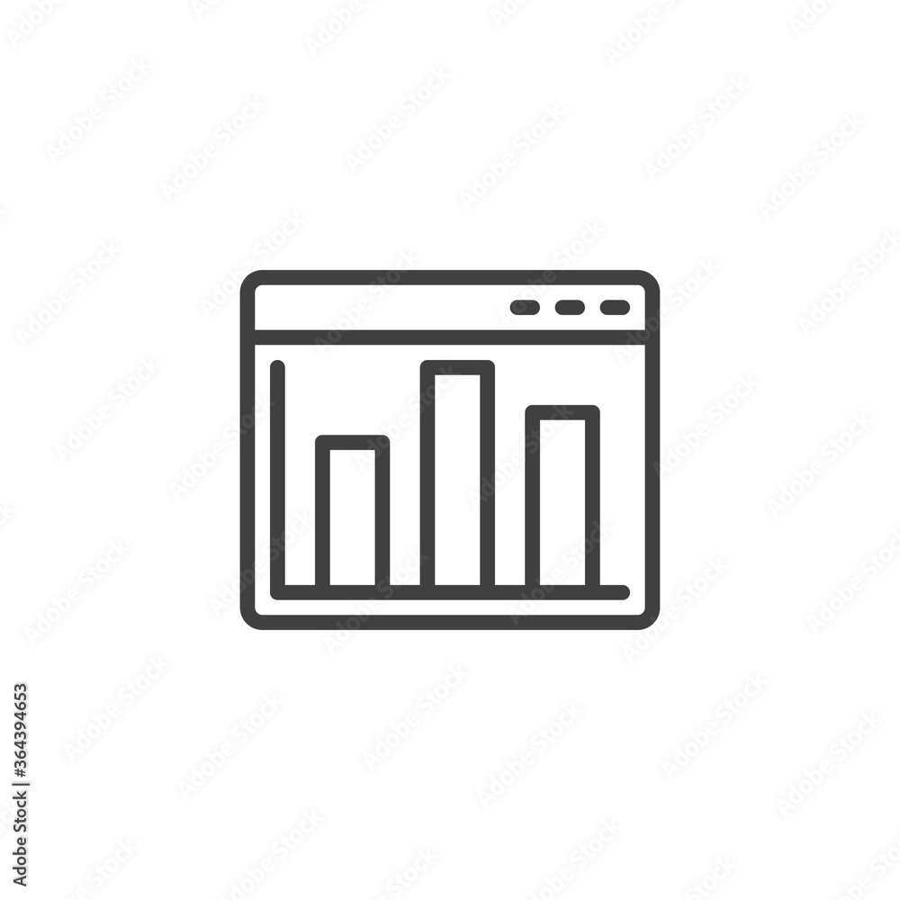 Online analytics bar chart line icon. linear style sign for mobile concept and web design. Website with business graph outline vector icon. Symbol, logo illustration. Vector graphics