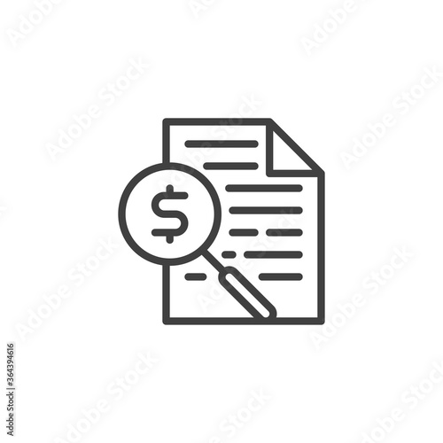 Invoice accounting line icon. linear style sign for mobile concept and web design. Financial document analytics outline vector icon. Symbol, logo illustration. Vector graphics