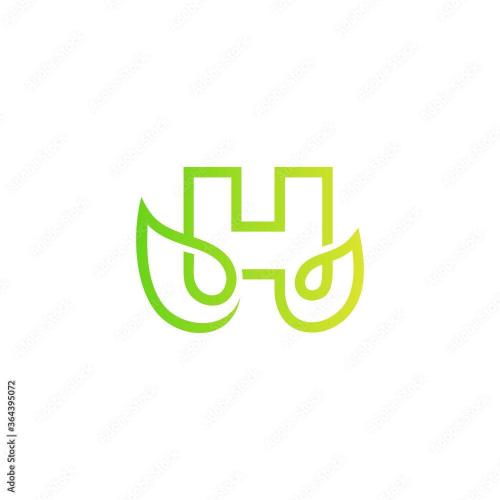 letter H and leafs logo design letter H and leafs logo design