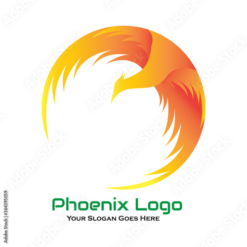 Vector logo orange phoenix design in eps 10. Simple template and ready to use.
