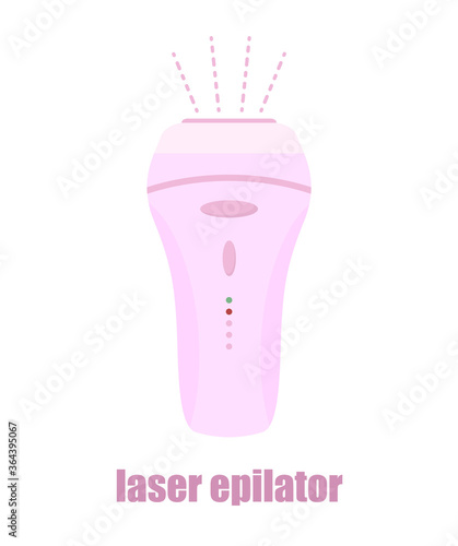 Photo and laser epilator. Hair removal procedure. Sign for beauty salon. Modern vector illustration in flat cartoon style.