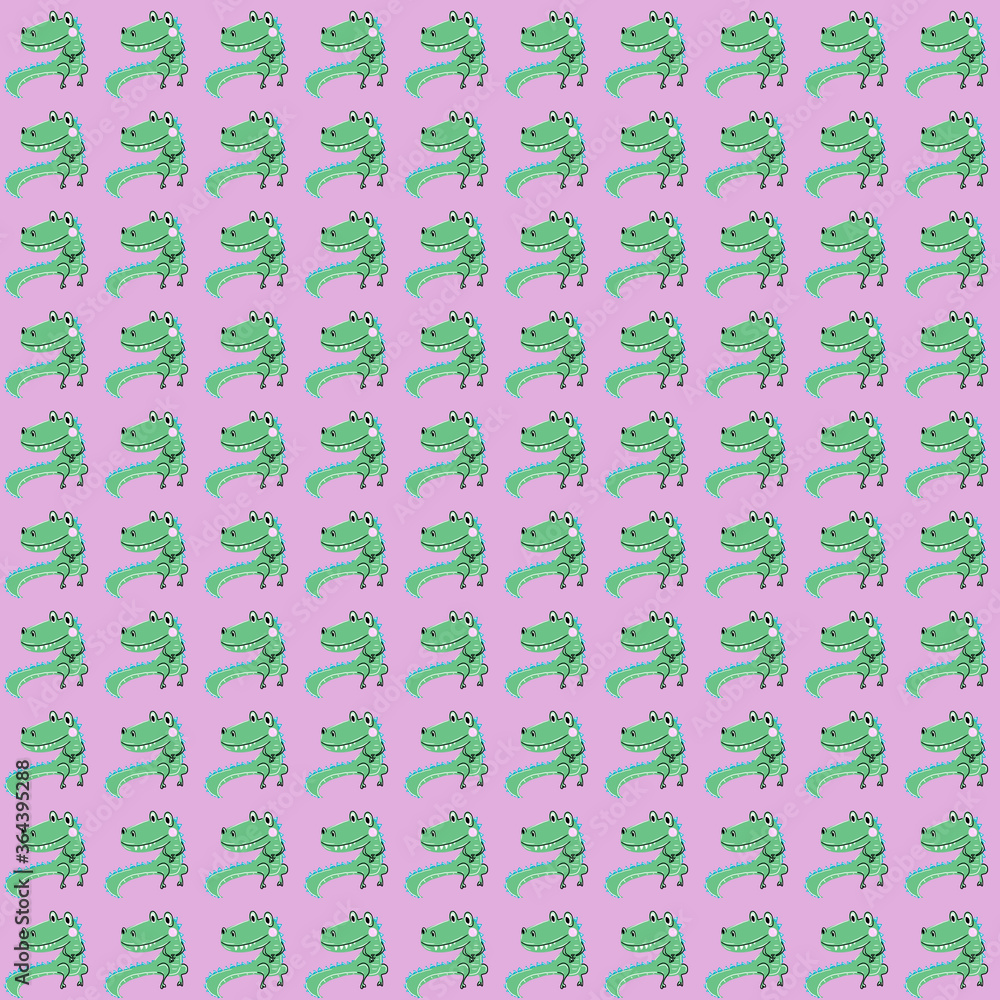 Crocodile pattern design.Funny hand drawn doodle, seamless pattern. Lettering poster or t-shirt textile graphic design. / wallpaper, wrapping paper, background.