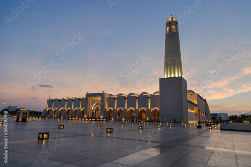 Beautiful sunset at Grand Mosque Imam Abdul Wahab Doha. photo