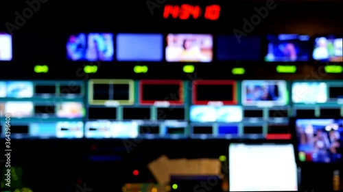 abstract blurred of studio at TV station.