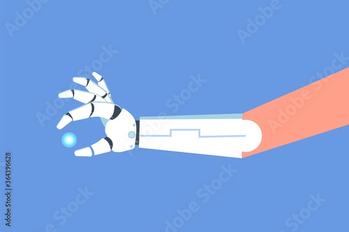 Bionic arm or Robotic mechanical hand, Prosthesis concept. Vector isolated illustration