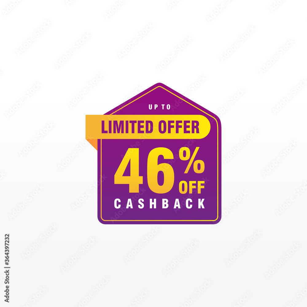 46 discount, Sales Vector badges for Labels, , Stickers, Banners, Tags, Web Stickers, New offer. Discount origami sign banner