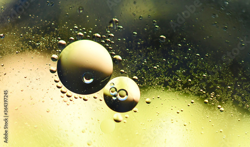 Multicolored bubbles. Drops of oil in the input.