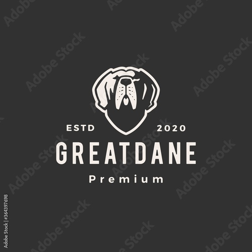 greatdane dog hipster vintage logo vector icon illustration