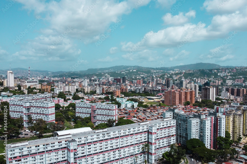 View of the buildings located in Simón Rodríguez and in the background, the rest of the city of Caracas, Venezuela
