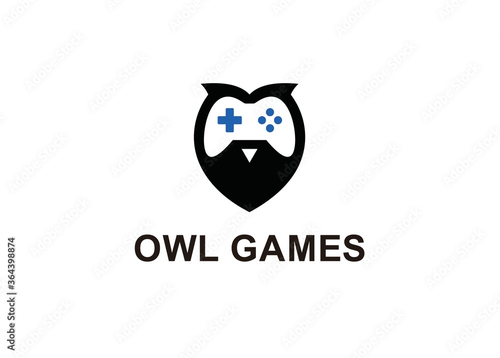 Naklejka Owl games logo design template
