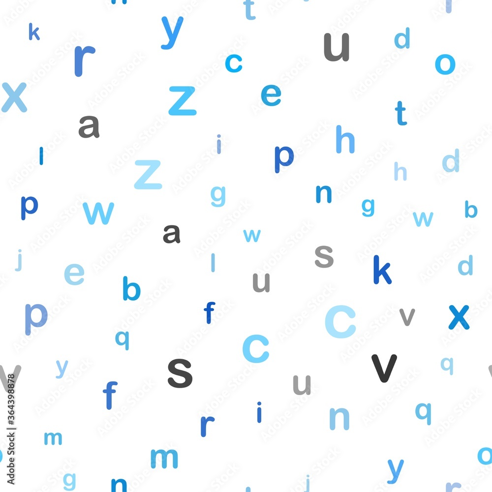 Light BLUE vector seamless layout with latin alphabet. Blurred design in simple style with signs of alphabet. Design for wallpaper, fabric makers. Light BLUE vector seamless layout with latin alphabet. Blurred design in simple style with signs of alphabet. Design for wallpaper, fabric makers.