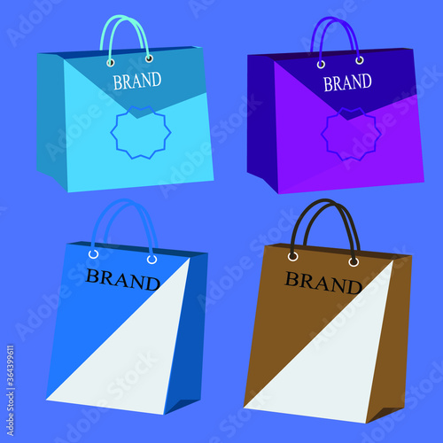 shopping bag design vector illustration 3D realistic , template corporate logo design business empty isolated white background