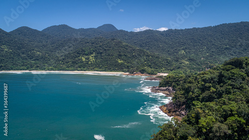 Aerial view to wonderful Green Coast bay and mountains covered with Atlantic Forest, Picinguaba, Brazil  © Uwe Bergwitz