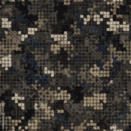Military camouflage seamless pattern. Urban digital pixel style. © Andrew