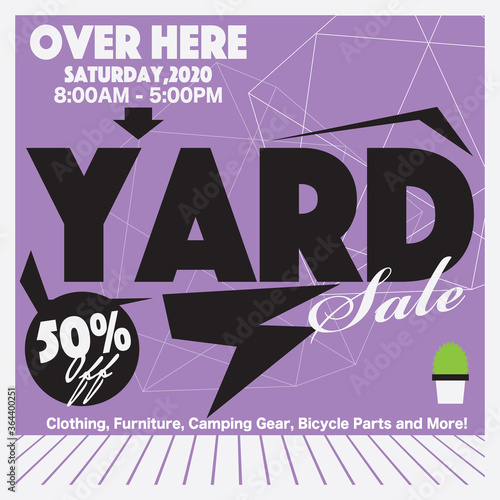 50 Percent Yard Sale Campaign Promotion Sale Banner, Drive Sales Concept Vector Illustration.