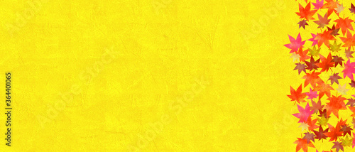 金色のテクスチャー背景と紅葉
Autumn leaves material.
Traditional material on golden background.