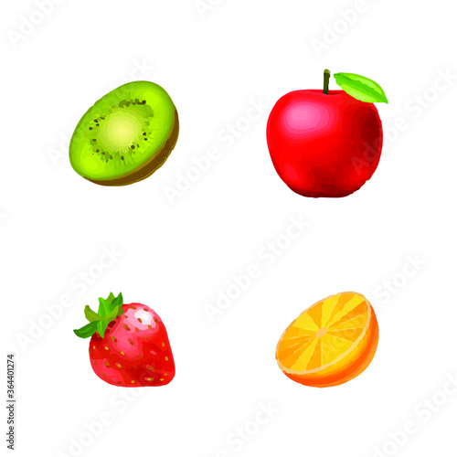 Fototapeta Naklejka Na Ścianę i Meble -  vector set fruits isolated white background design elements eps file 02