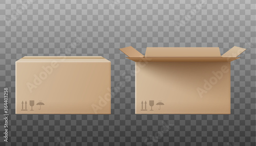 Delivery containers or mail boxes realistic mockup vector illustration isolated.