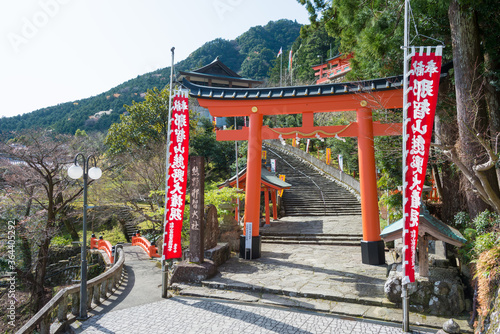 Kumano Nachi Taisha in Nachikatsuura  Wakayama  Japan. It is part of the  Sacred Sites and Pilgrimage Routes in the Kii Mountain Range  UNESCO World Heritage Site.