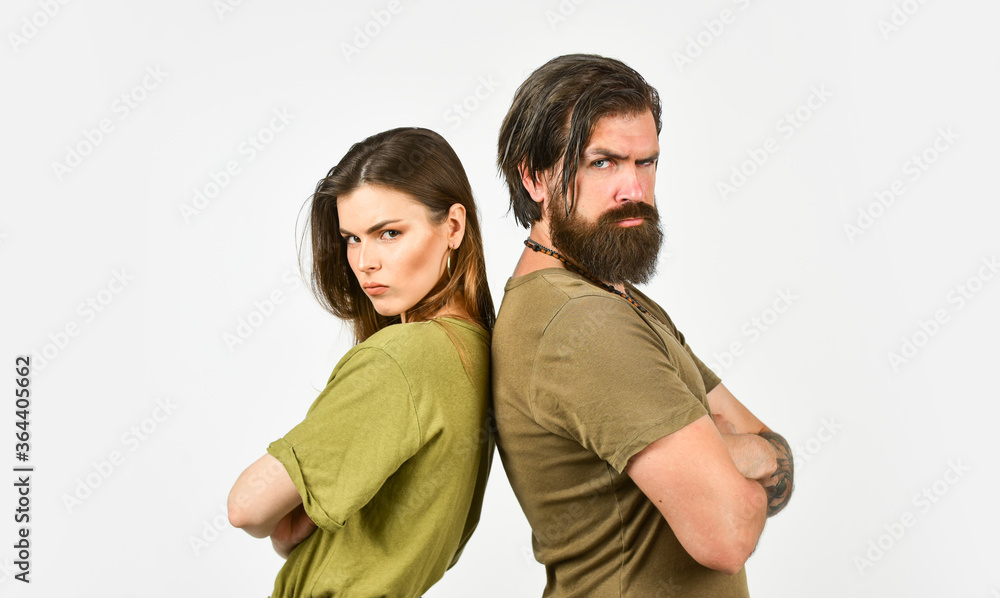 misunderstanding of couple in love. beauty of hair. brutal casual fashion. hipster male with sexy girl. young trendy couple feel sad. man and woman stand back to back. love relationship crisis misunderstanding of couple in love. beauty of hair. brutal casual fashion. hipster male with sexy girl. young trendy couple feel sad. man and woman stand back to back. love relationship crisis