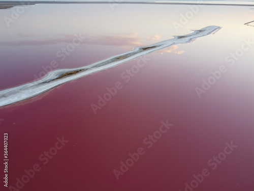 Salt spit on a pink lake.