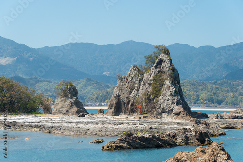 Ojaura Coast in Nachikatsuura, Wakayama, Japan. It is part of the Yoshino-Kumano National Park and Nanki Kumano Geopark. photo