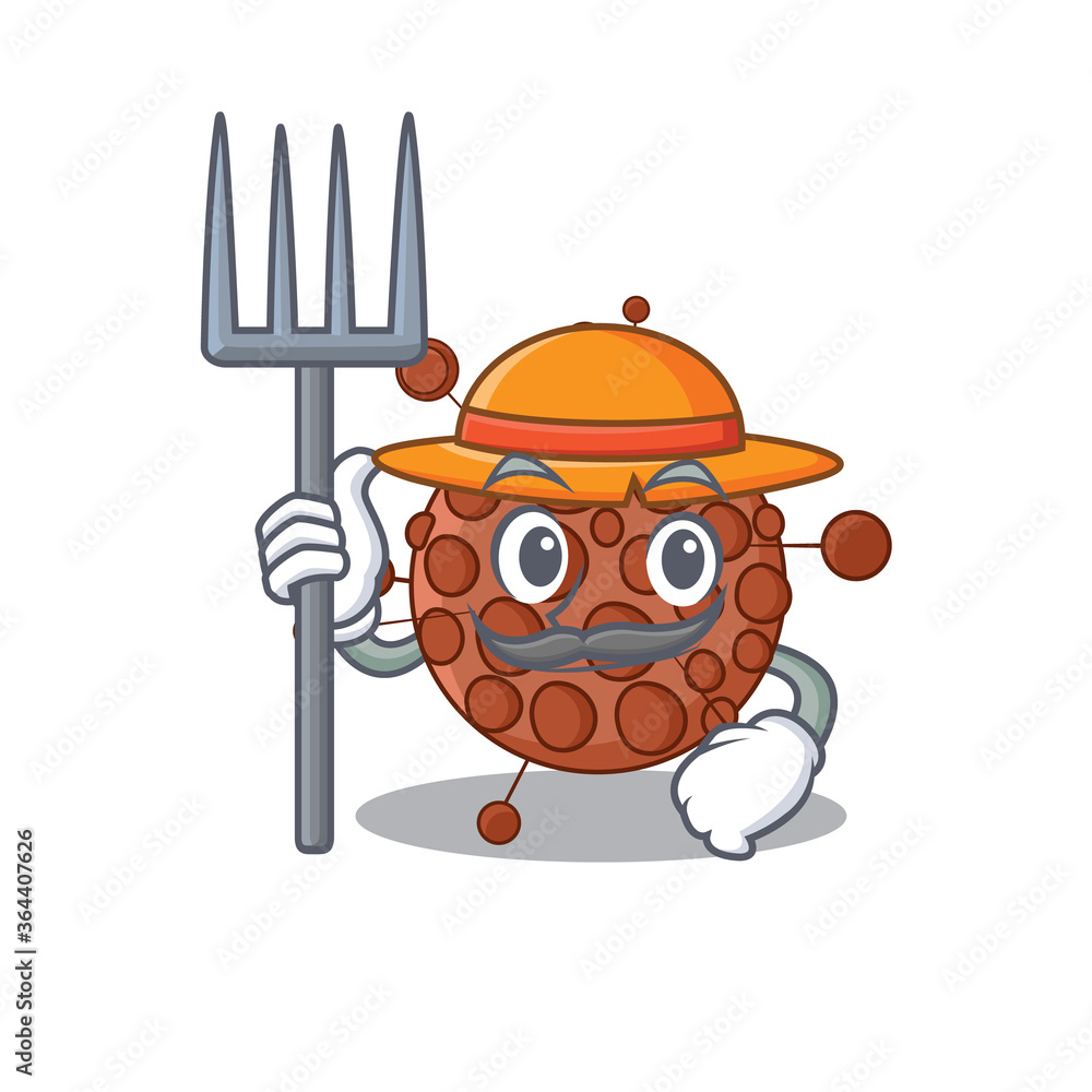 Farmer neisseria mascot design working with a hat