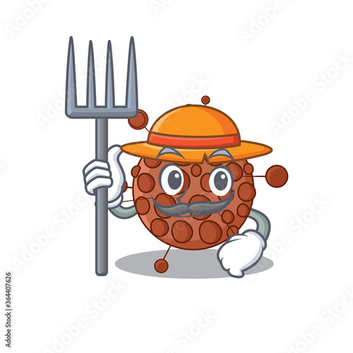 Farmer neisseria mascot design working with a hat
