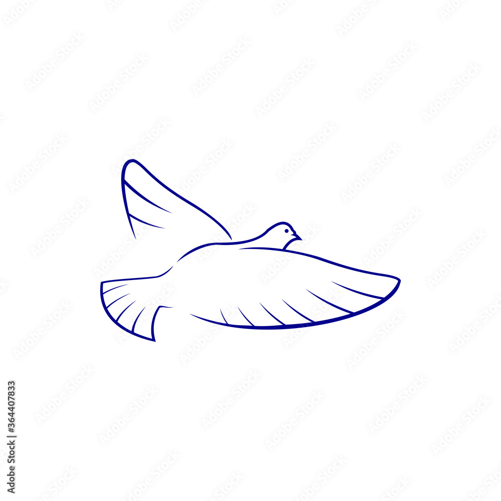 Dove symbol of piece and hope isolated bird. Vector flying pigeon