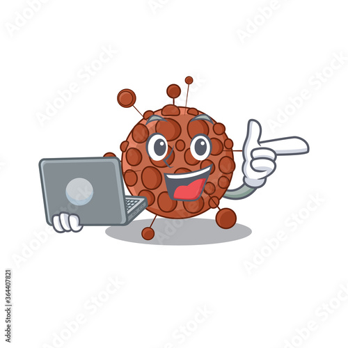 A neat cartoon character of neisseria l working at home during pandemic