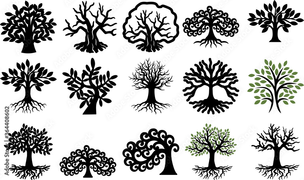 of Life Laser Cutting Template Trees Silhouette Vector Stock