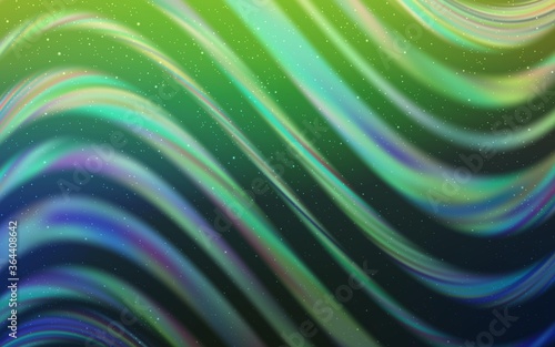 Light Blue, Green vector texture with milky way stars. Shining illustration with sky stars on abstract template. Best design for your ad, poster, banner.