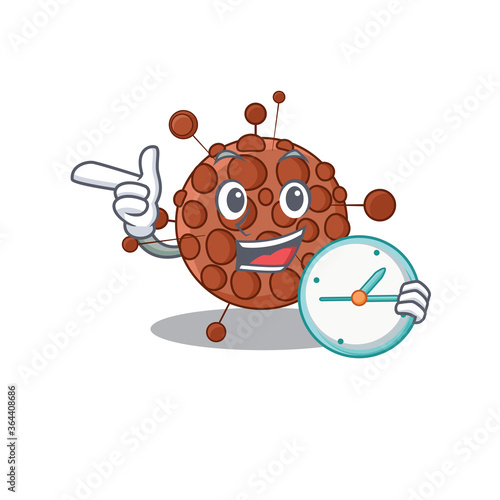 A picture of cheery neisseria holding a clock